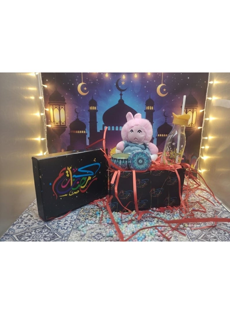 Ramadan Box + 3 Gifts (Tomtom Doll + Fragrant Scented Candle + Drink Bottle with Straw) - Image 1